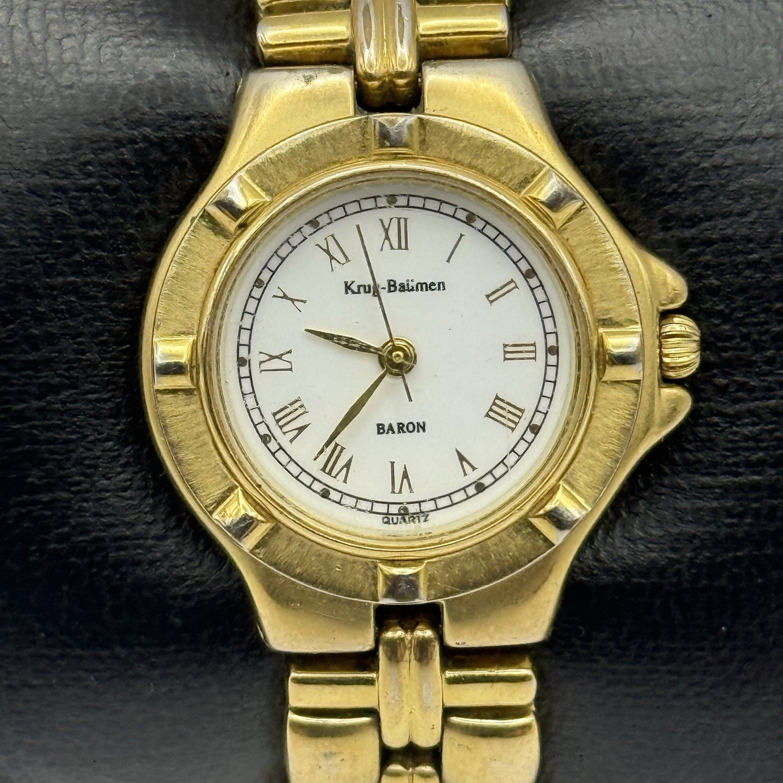 28mm Working Ladies Krug Baumen Baron 4959KL Gold Plated Quartz Watch 5.7 Inches