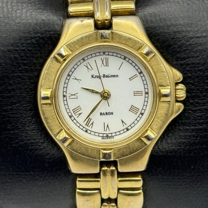 28mm Working Ladies Krug Baumen Baron 4959KL Gold Plated Quartz Watch 5.7 Inches