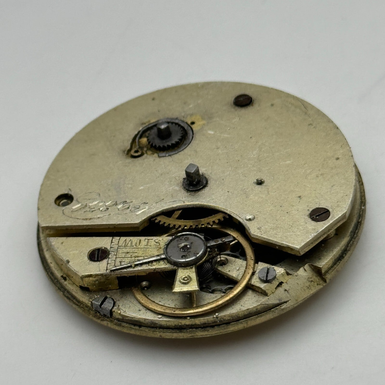 45.5mm Antique Unidentified Key Wound Pocket Watch Movement PARTS REPAIR SPARES