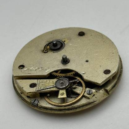 45.5mm Antique Unidentified Key Wound Pocket Watch Movement PARTS REPAIR SPARES