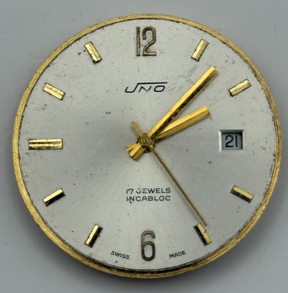 ETA 2408 Date Watch Movement UNO Manual Wind Vintage Swiss Parts Repair 31.8mm