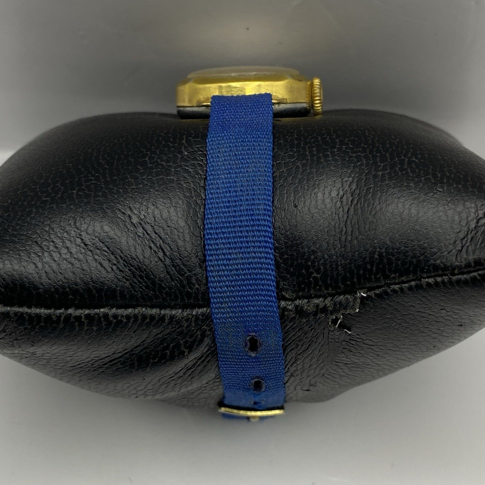 21mm Ladies Oris Cal 491 Gold Plated Blue Strap Swiss Watch FOR PARTS To Restore
