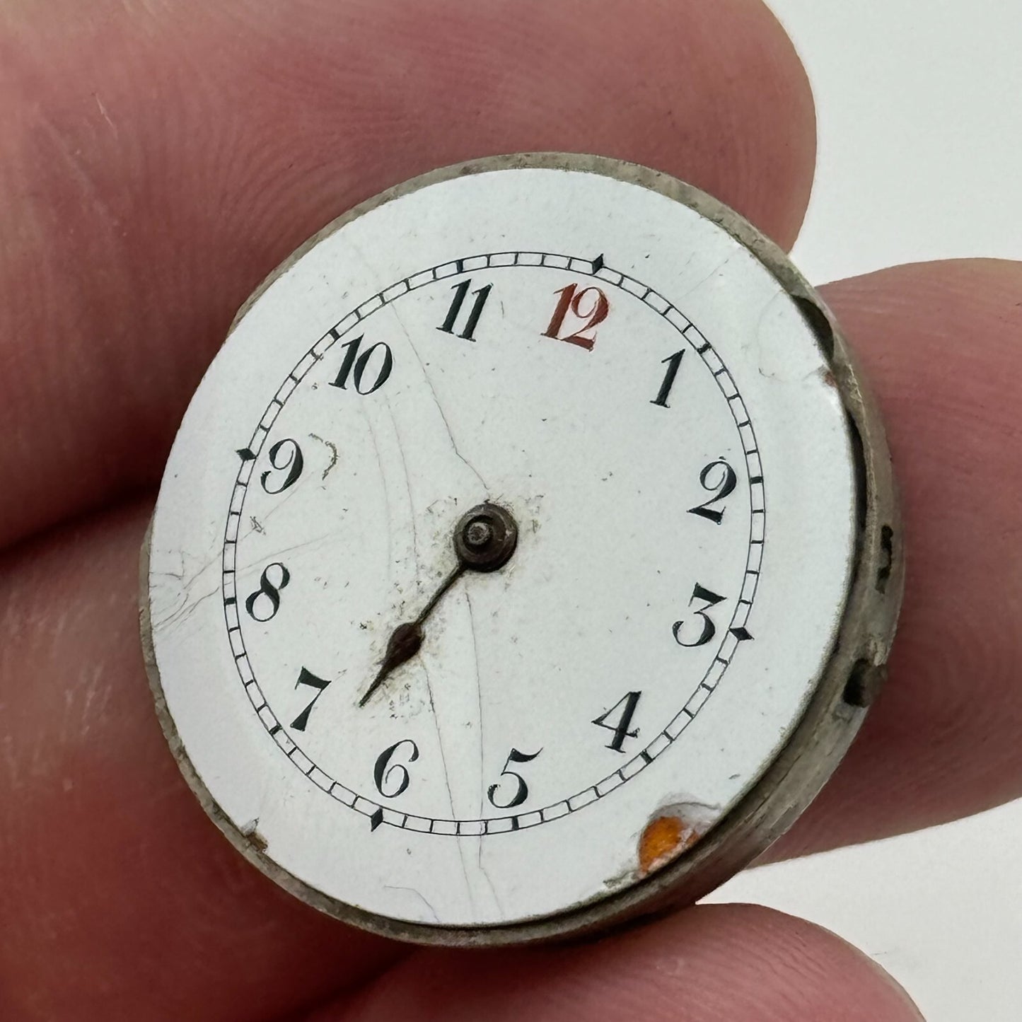 25.3mm Unidentified Trench Watch Movement & Dial Manual Wind Vintage Swiss PARTS