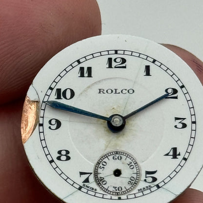 22mm Rolex Rolco 15 Rubies Military Trench Watch Movement Sub Seconds PARTS