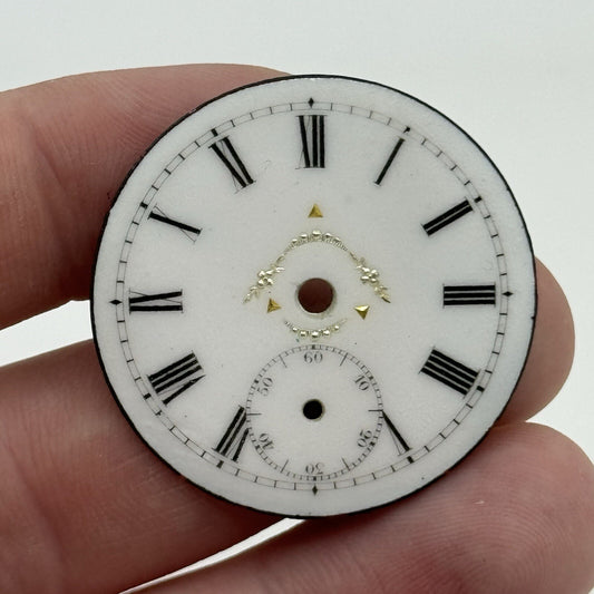 35.1mm Antique Sub Seconds Beautiful Porcelain Patterned Pocket Watch Dial