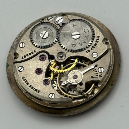 Cyma 162 Watch Movement Manual Wind Vintage Swiss 15 Jewels Parts Repair 23.5mm