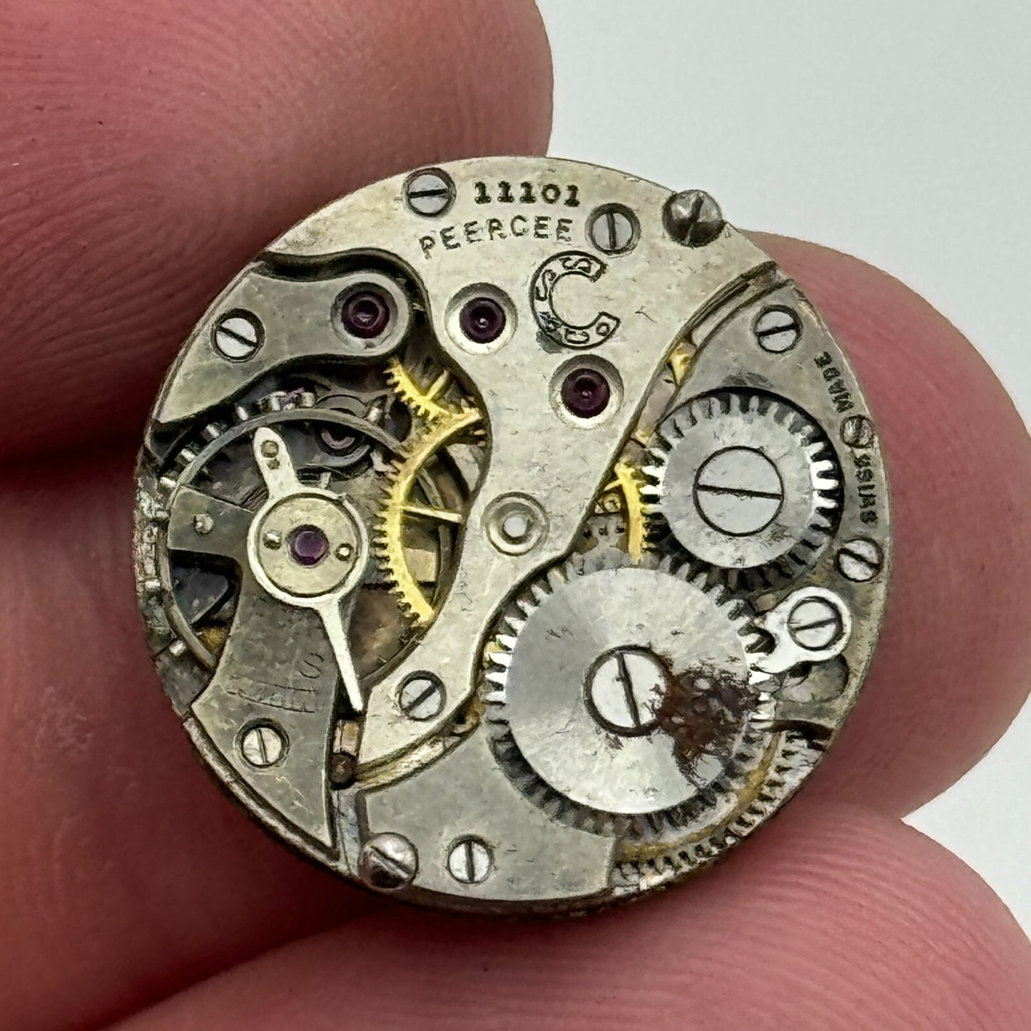 19.7mm Peercee Stauffer S S & Co Manual Wind Swiss Watch Movement PARTS SPARES