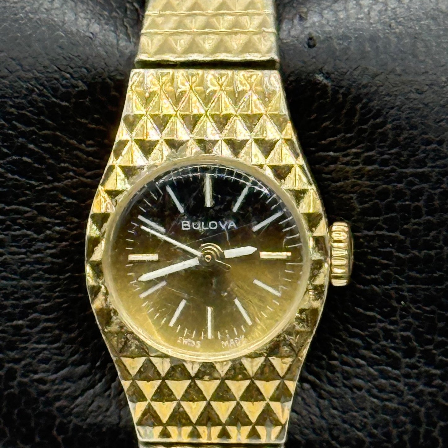 16mm Vintage Bulova Ladies Gold Plated Swiss Manual Wind Watch PARTS / REPAIR