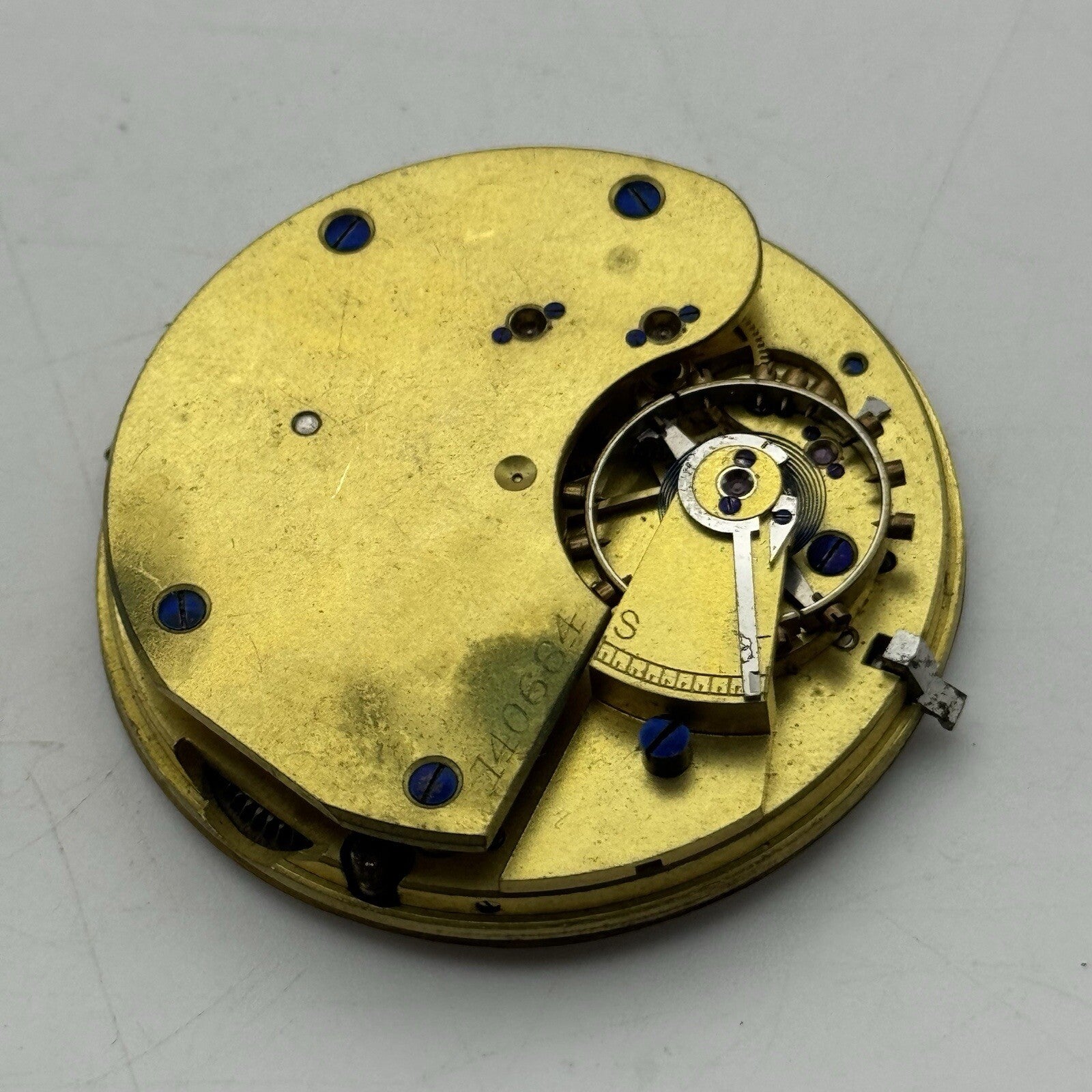 44.7mm Unidentified White Porcelain Dial Pocket Watch Movement FOR PARTS