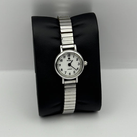 Royal London Ladies Quartz Watch Silver Tone Stretch Band Steel Working 20mm