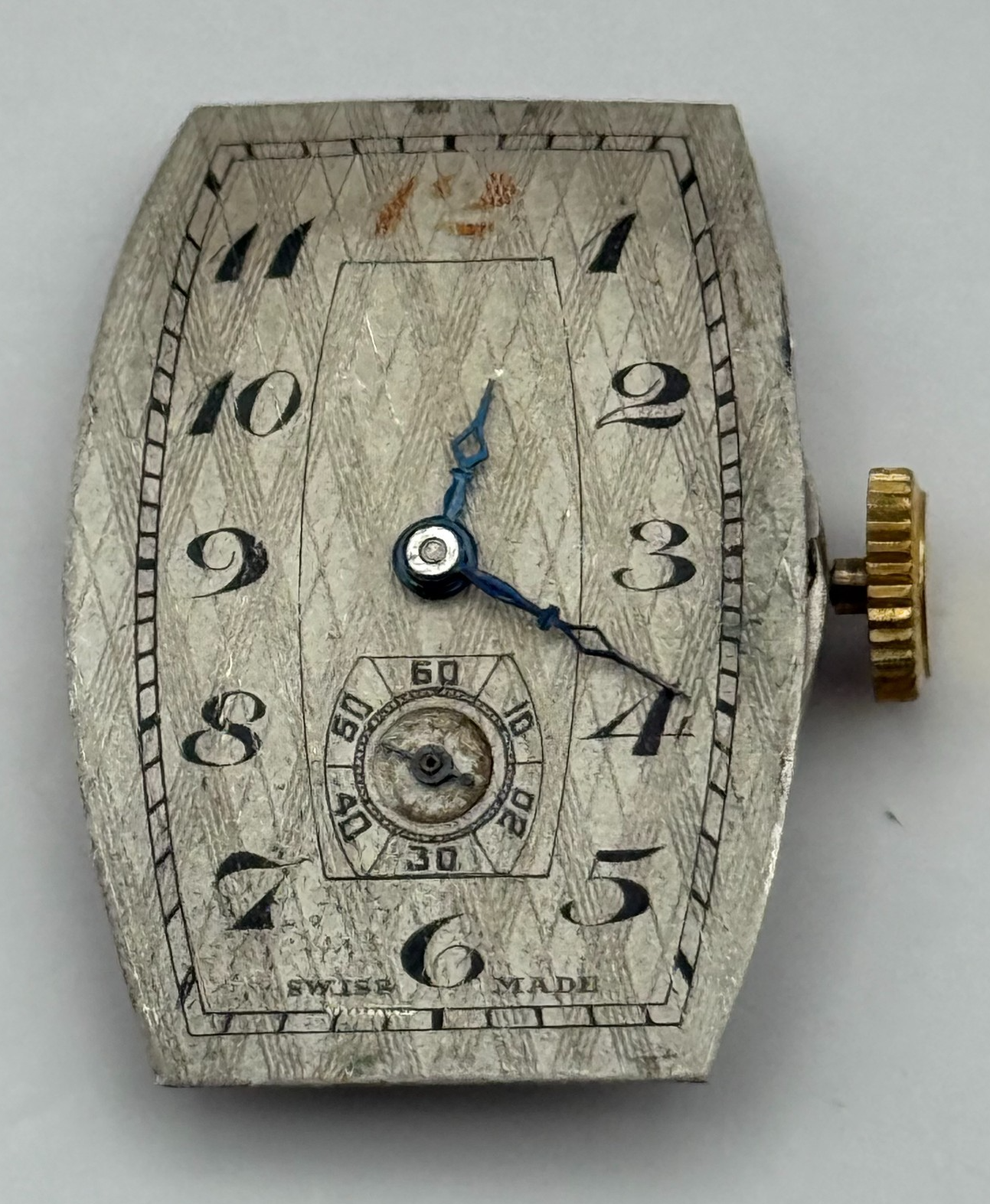 Art Deco 15 Jewels Swiss Sub Seconds Watch Movement Manual Wind Parts 19.6mm