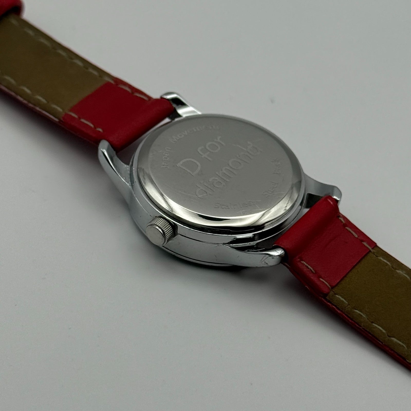 D for Diamond Unisex Kids Time Teacher Quartz Watch Red Strap Japan Working 23mm