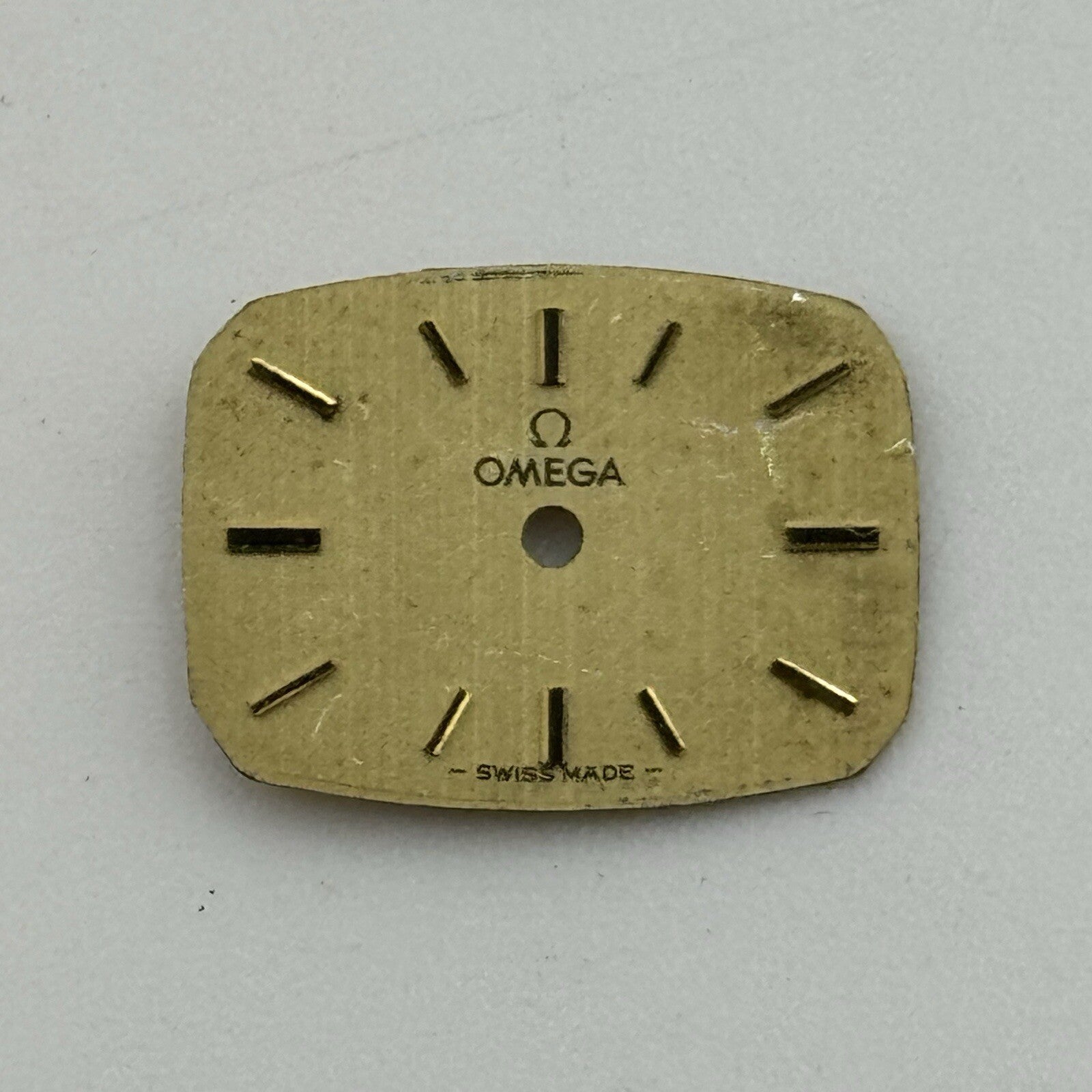 15.6mm x 11.7mm Rectangle Omega Gold Tone Ladies Wristwatch Dial Spares Parts