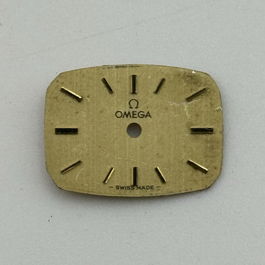 15.6mm x 11.7mm Rectangle Omega Gold Tone Ladies Wristwatch Dial Spares Parts