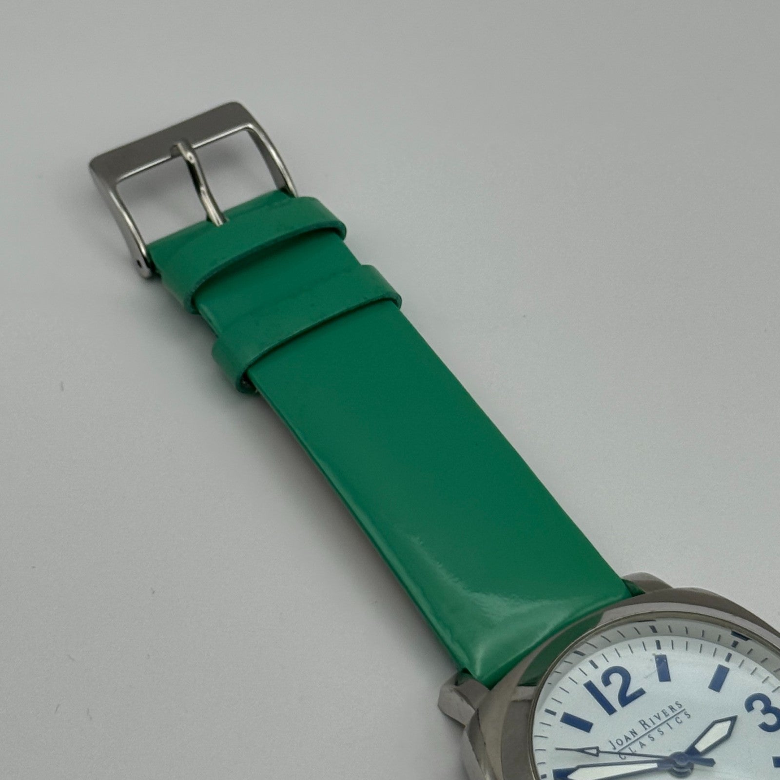Joan Rivers Classics Mens Quartz Watch Green Leather Strap Japan Working 40mm