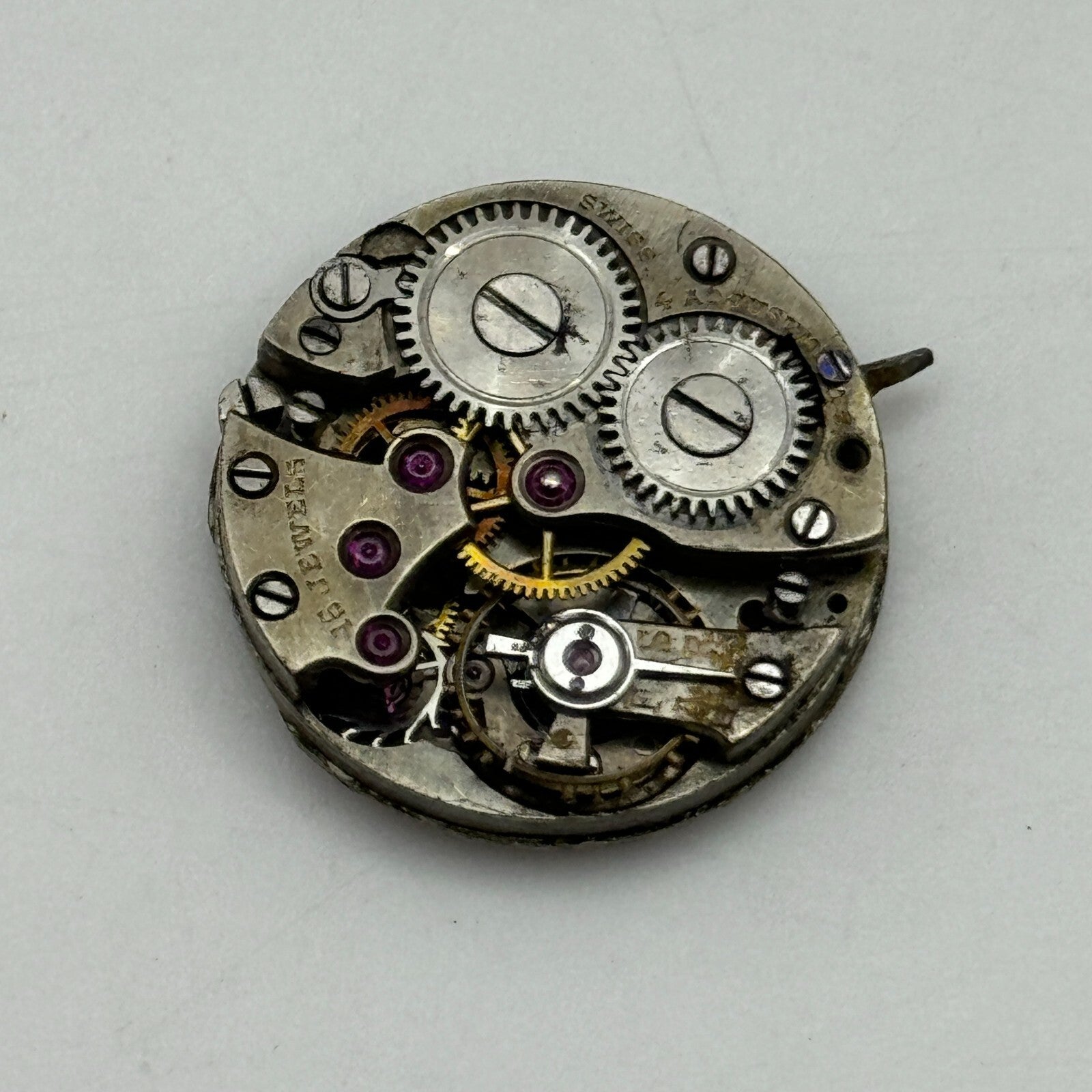 21.4mm Unidentified Interesting 15 Jewels Manual Wind Swiss Watch Movement PART