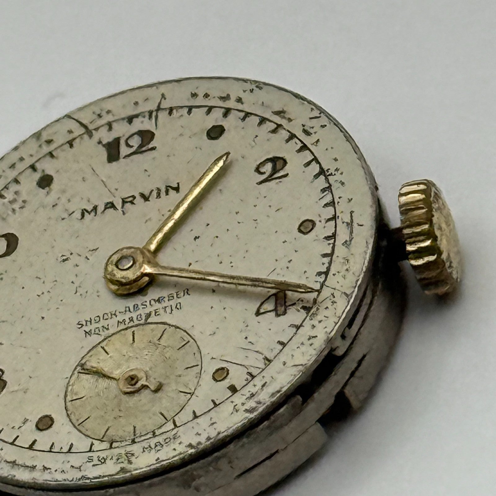 Marvin 310 Watch Movement Manual Wind Vintage Swiss 15 Jewels Parts 19.6mm