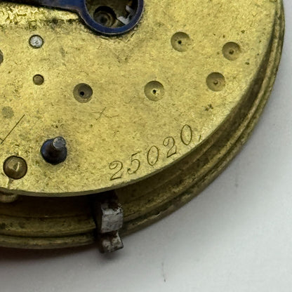 Fusee Pocket Watch Movement Antique English Key Wound Parts Repair Spares 46.7mm