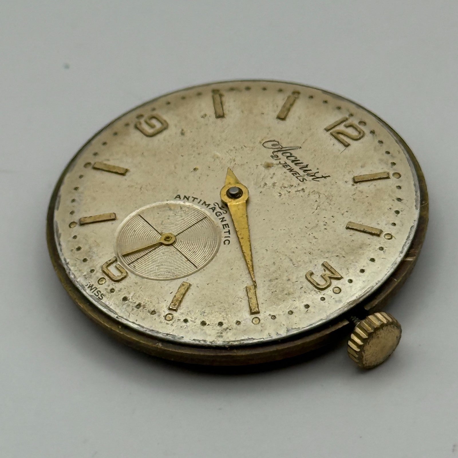 AS 1002 984 Watch Movement Running Accurist Manual Wind Vintage Parts 29.8mm