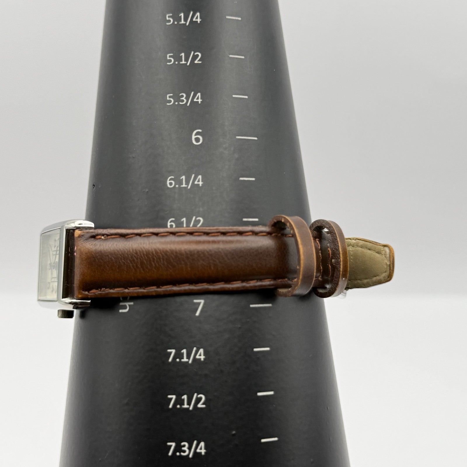 Alpine Ladies Quartz Watch Rectangle Dial Brown Leather Strap Japan Working 18mm