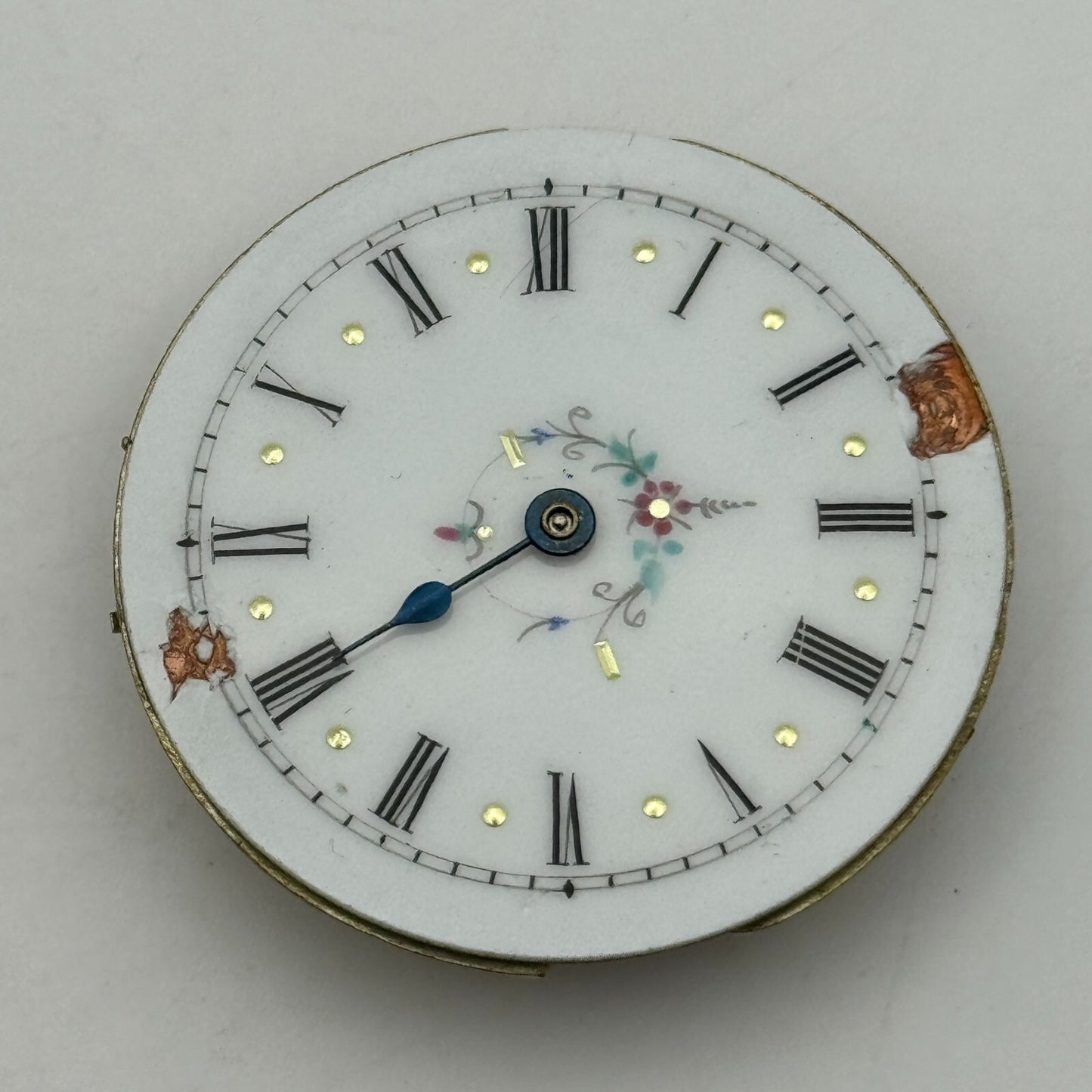 36.1mm Antique Beautiful Porcelain Dial Key Wound Pocket Watch Movement PARTS