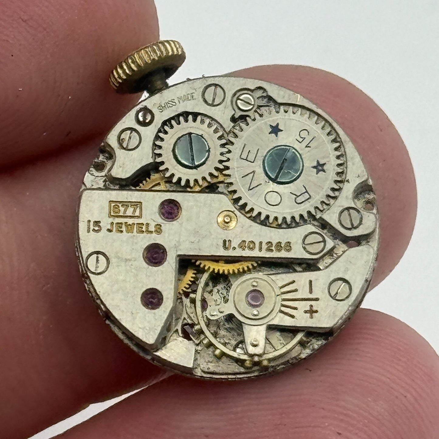 19.6mm Rone 877 FHF 63 Balance Ok Manual Wind Swiss Watch Movement PARTS SPARES