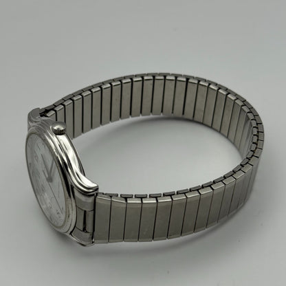 Adina Design Ladies Quartz Watch Date Dial Silver Tone Stretch Band Working 33mm