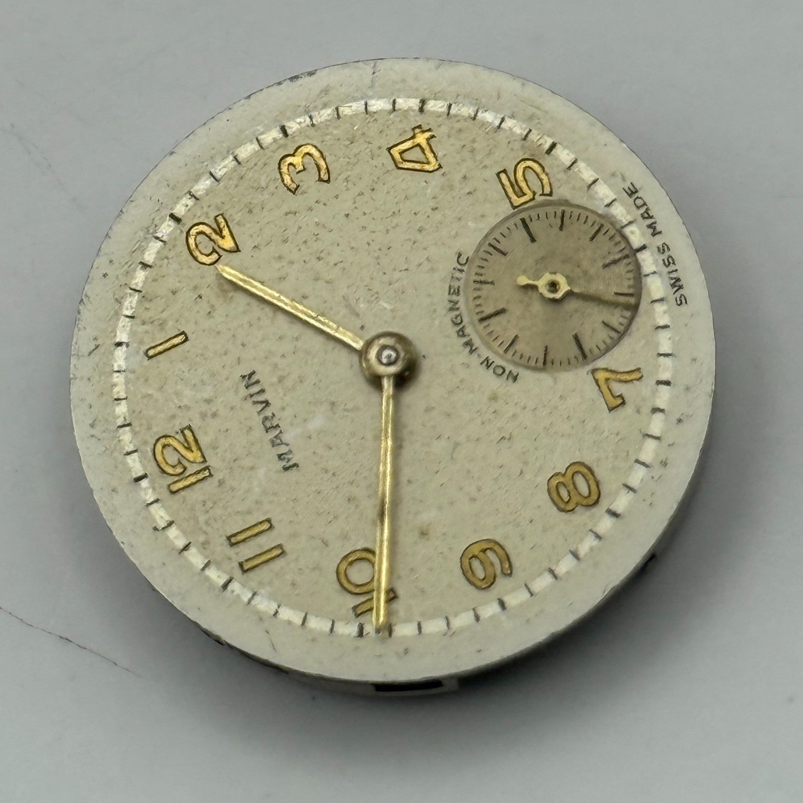 Marvin 17 Jewels Non Magnetic Watch Movement Manual Wind Vintage Parts 23.2mm