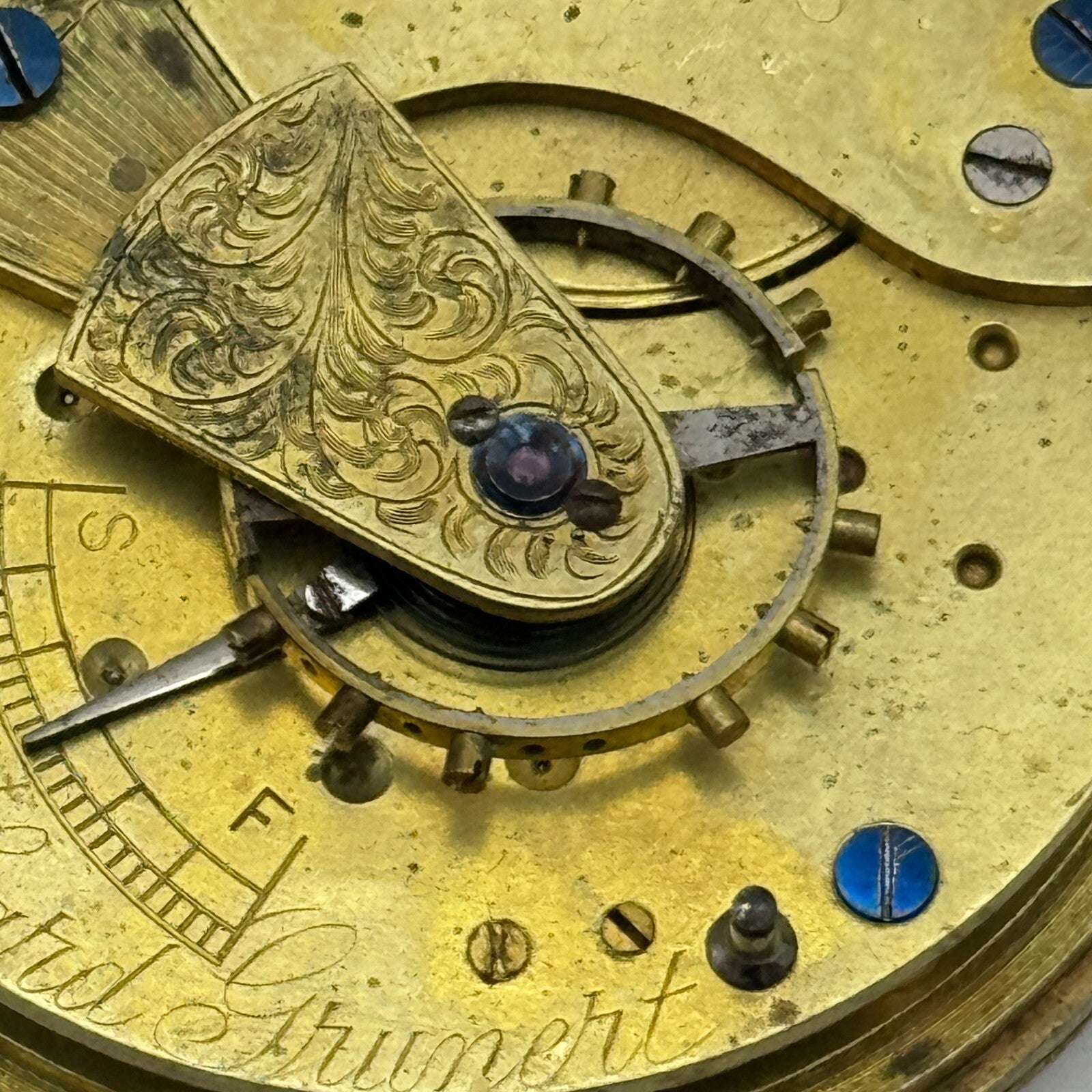 46.6mm Richard Grunert Beverley Antique Key Wound Pocket Watch Movement PARTS