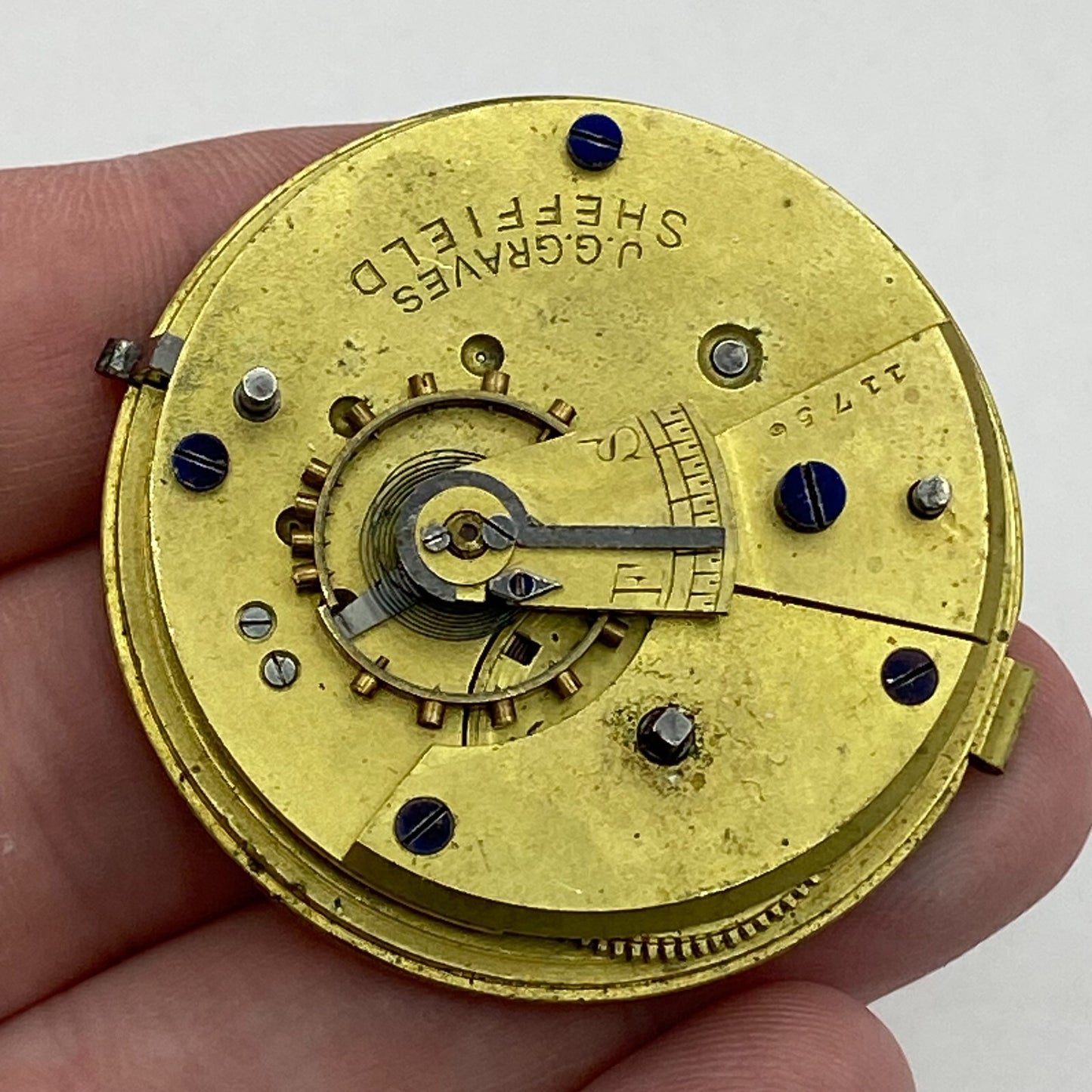 44.9mm Antique J G Graves The English Express Lever Pocket Watch Movement PARTS