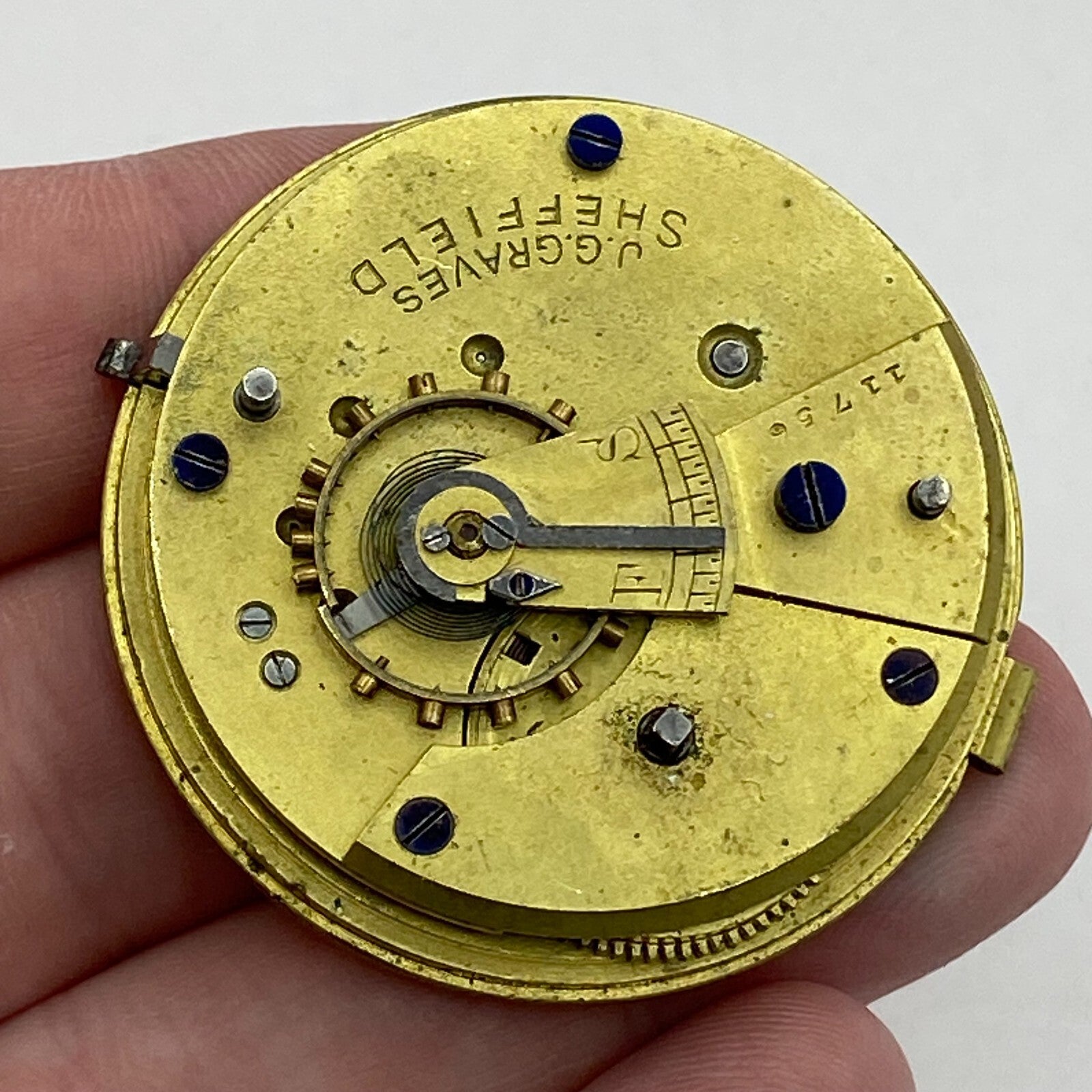 44.9mm Antique J G Graves The English Express Lever Pocket Watch Movement PARTS