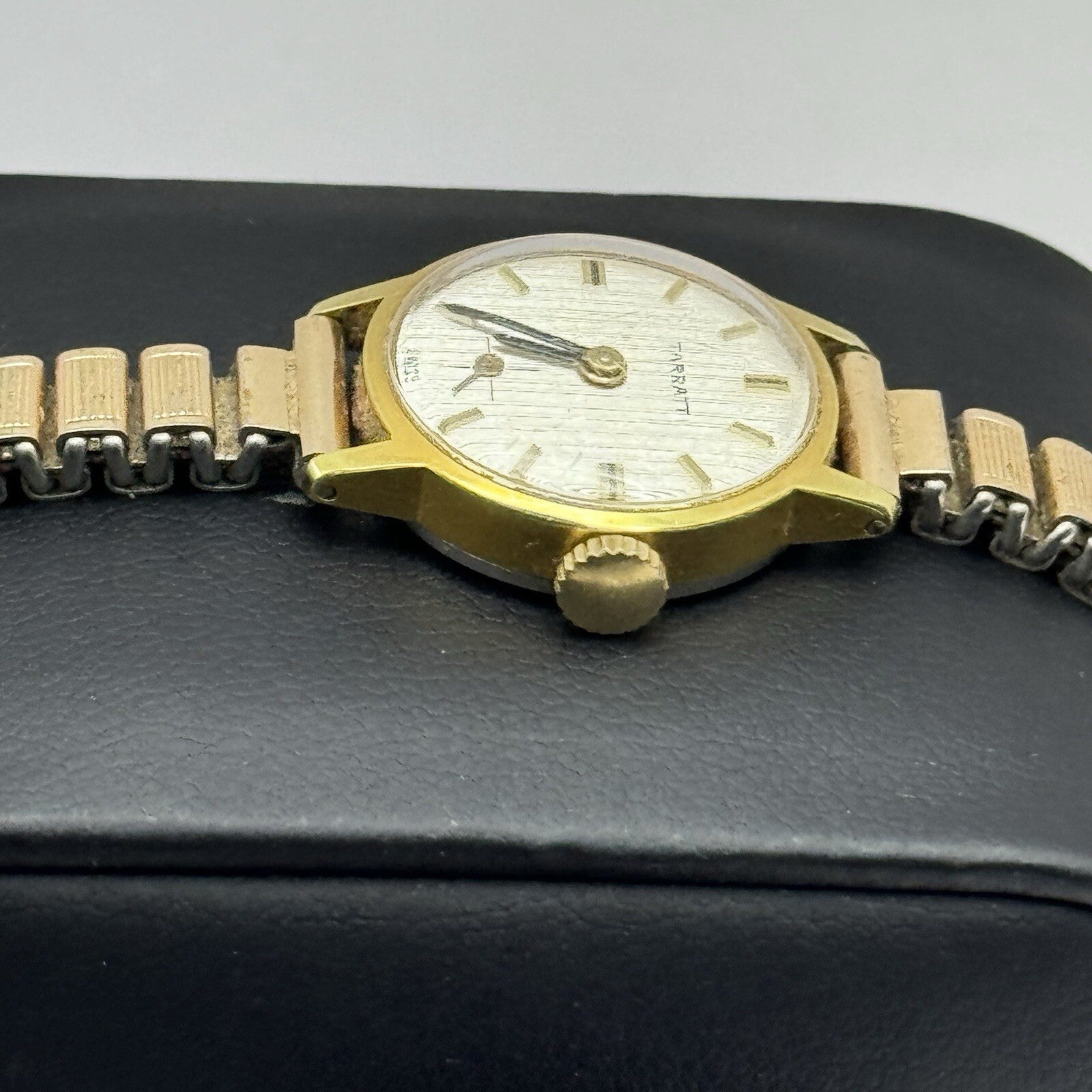 19mm WORKING Vintage Tarratt Expandable Strap Silver Dial Ladies Dress Watch 