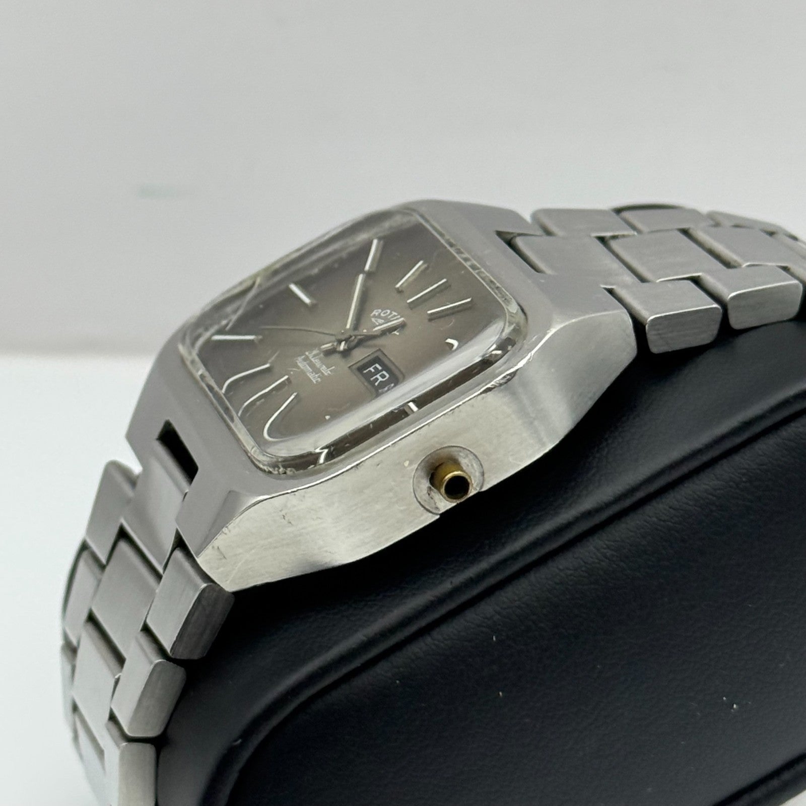 38mm Men’s Rare Vintage Rotary TV Case Automatic Swiss Date Watch PARTS REPAIR