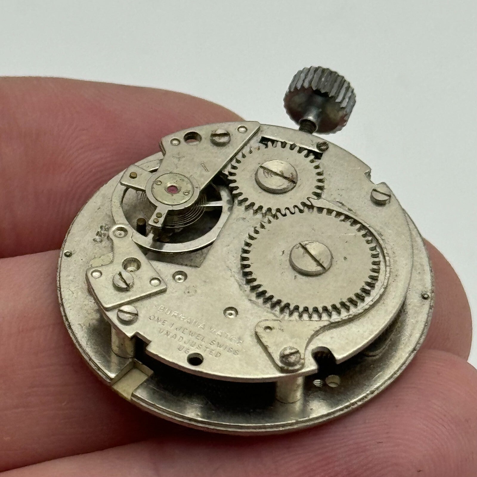 31.2mm Lucerne Burgana D320 Earth Blue Dial Watch Movement Swiss Vintage PARTS