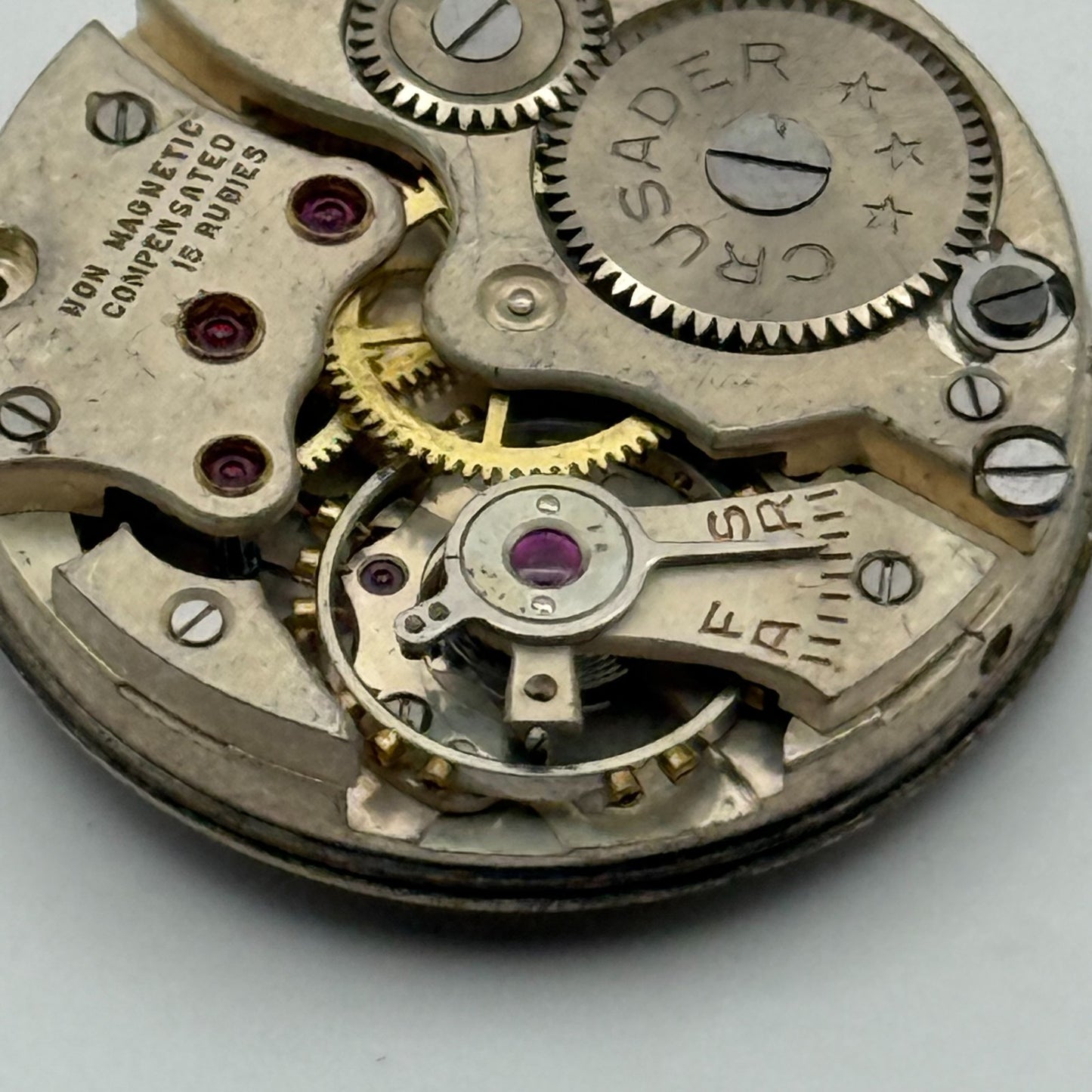 Crusader Compensated 15 Rubies Watch Movement Manual Wind Vintage Parts 23.9mm