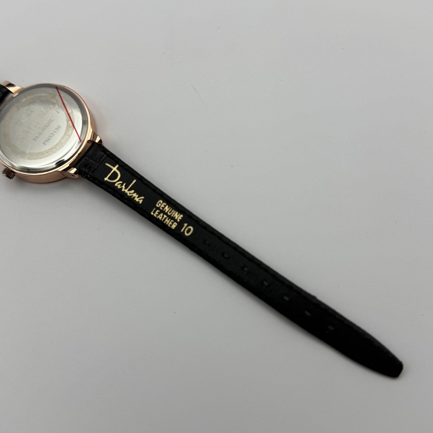 Kahuna Ladies Quartz Watch Floral Dial Black Leather Strap Working 30mm