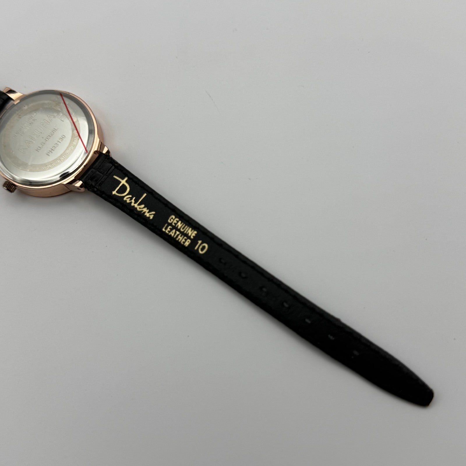 Kahuna Ladies Quartz Watch Floral Dial Black Leather Strap Working 30mm