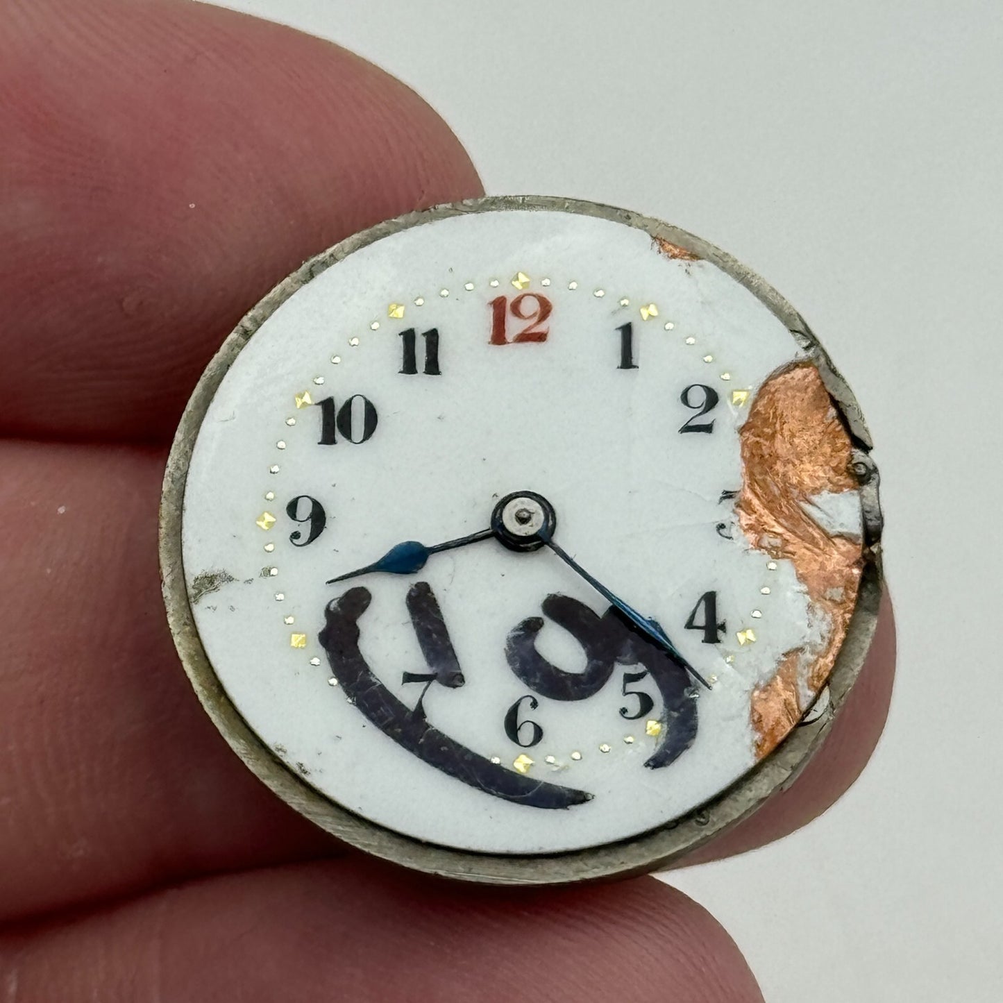 24.9mm Unidentified Swiss Balance Ok Trench Watch Movement Manual Wind PARTS