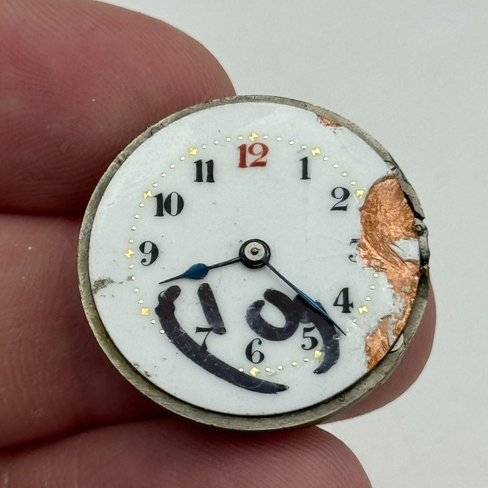 24.9mm Unidentified Swiss Balance Ok Trench Watch Movement Manual Wind PARTS