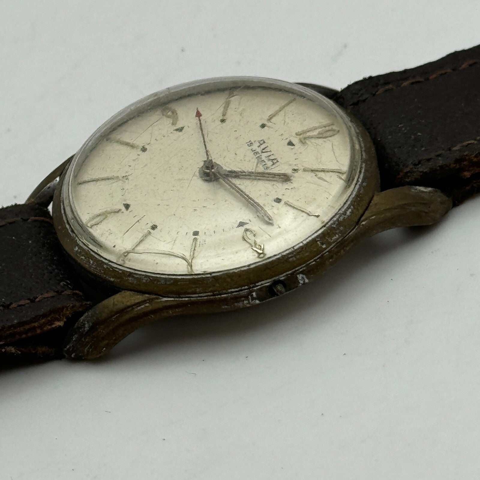 32mm Mens Vintage Avia 15 Jewels FHF 28 Pointer Seconds Hand Swiss Watch PARTS