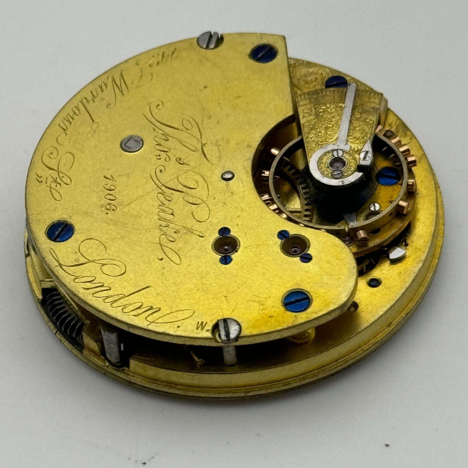 43.2mm Antique Thomas Peake London Quality Pocket Watch Movement PARTS REPAIR