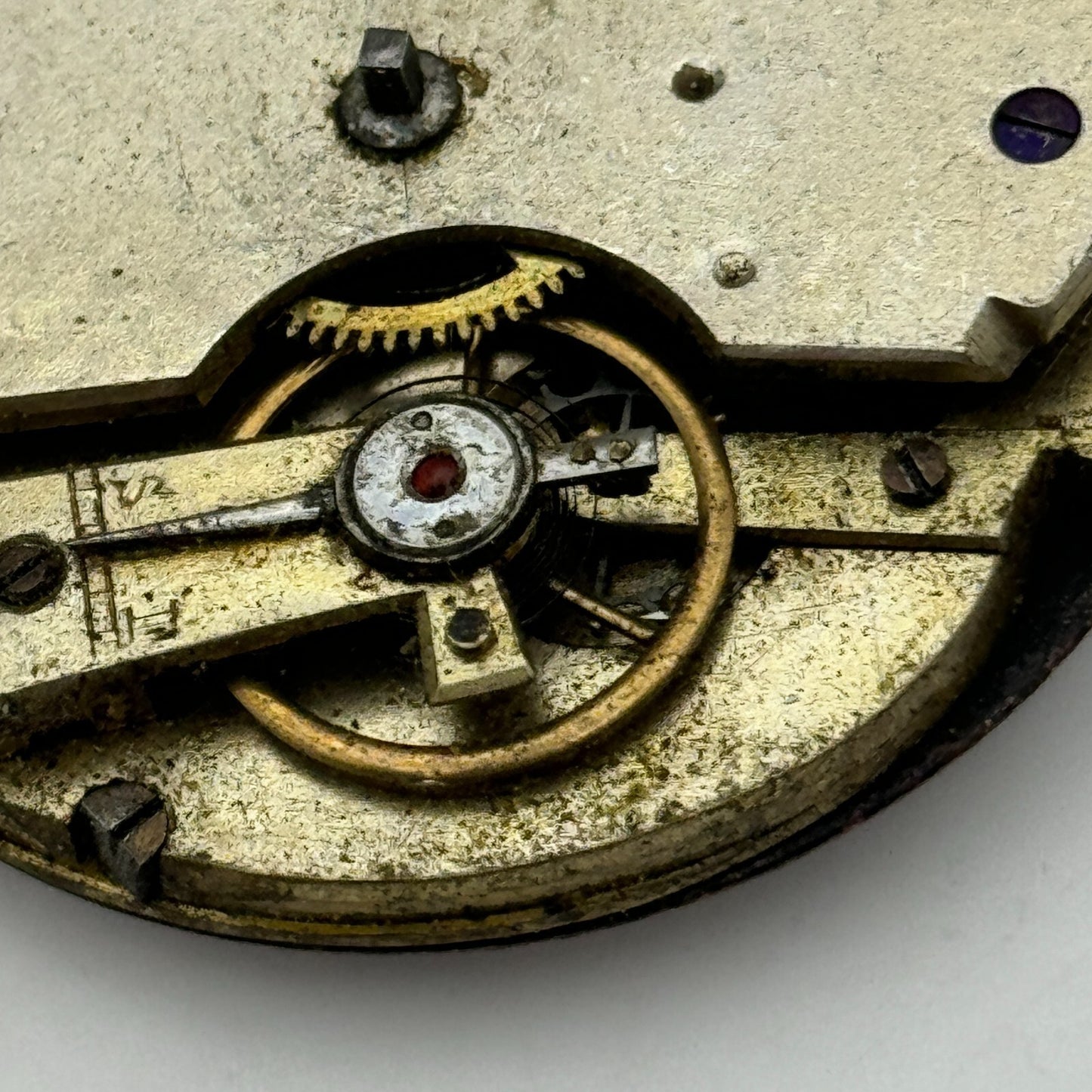 47.6mm Antique Unidentified Key Wound Pocket Watch Movement Dial PARTS REPAIR