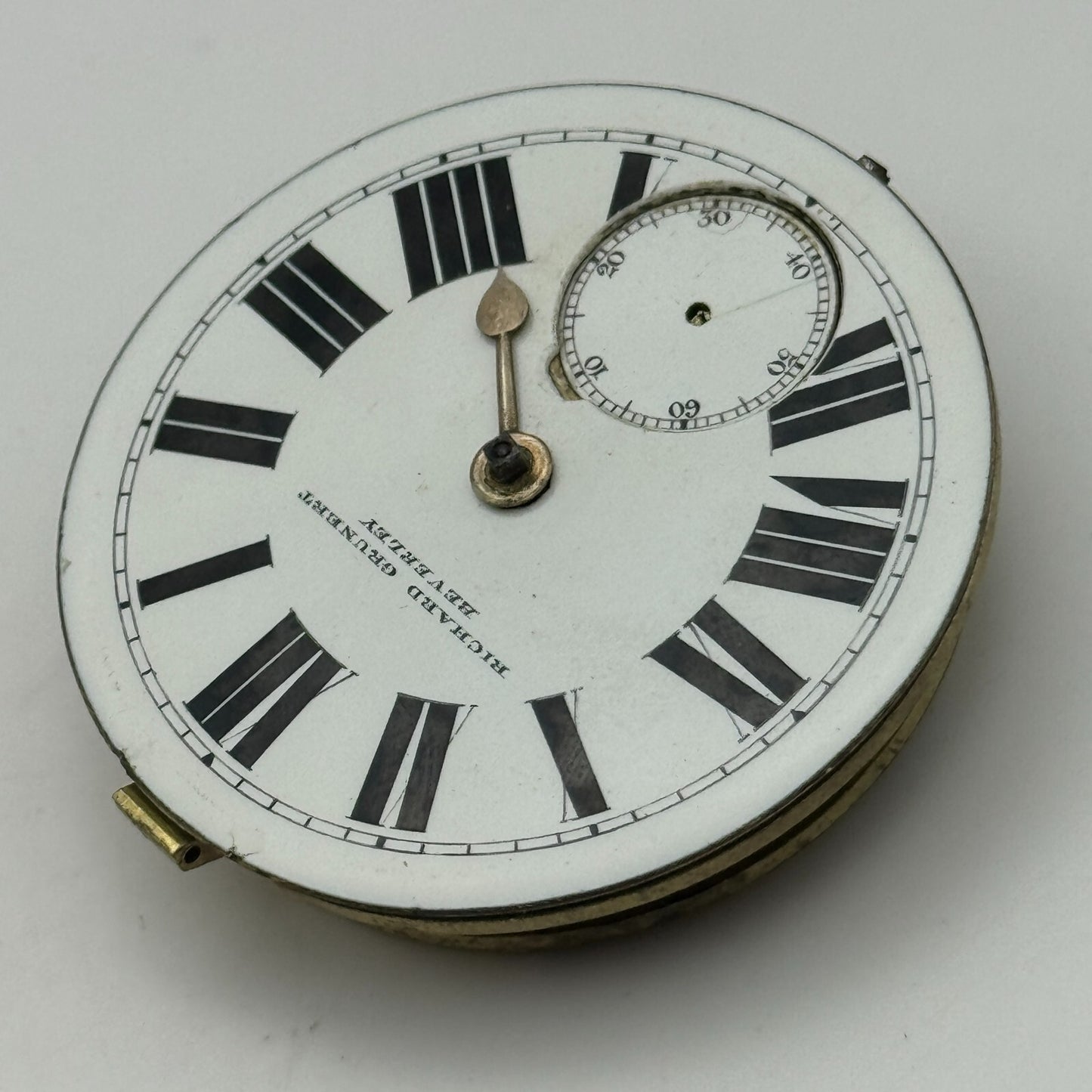 46.6mm Richard Grunert Beverley Antique Key Wound Pocket Watch Movement PARTS