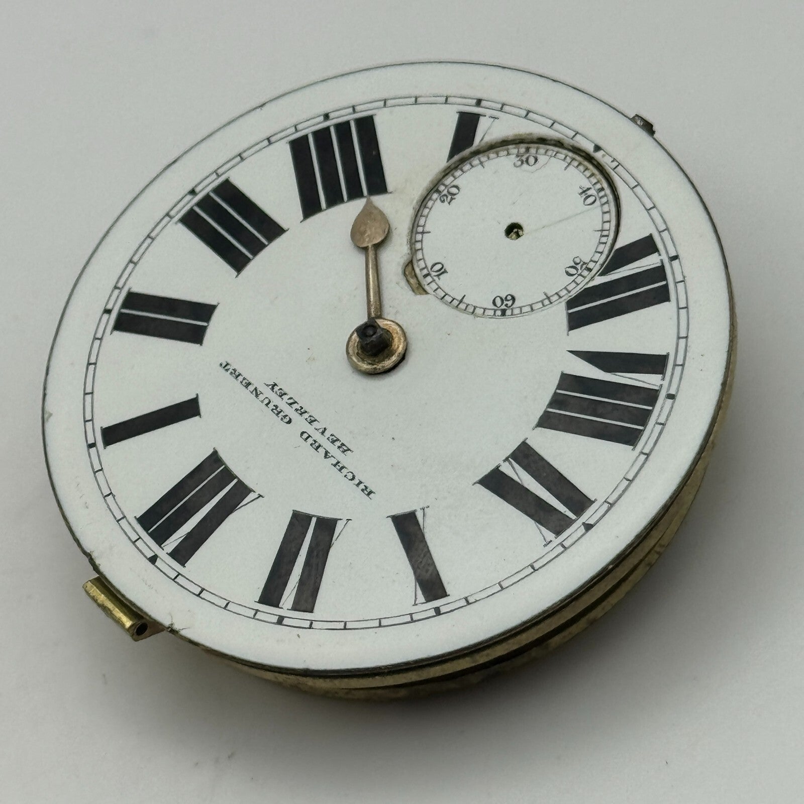 46.6mm Richard Grunert Beverley Antique Key Wound Pocket Watch Movement PARTS