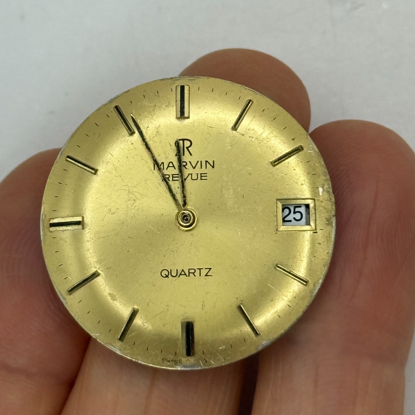 25.7mm Vintage Marvin Revue ISA Cal 1198 Date Dial Quartz Watch Movement PARTS
