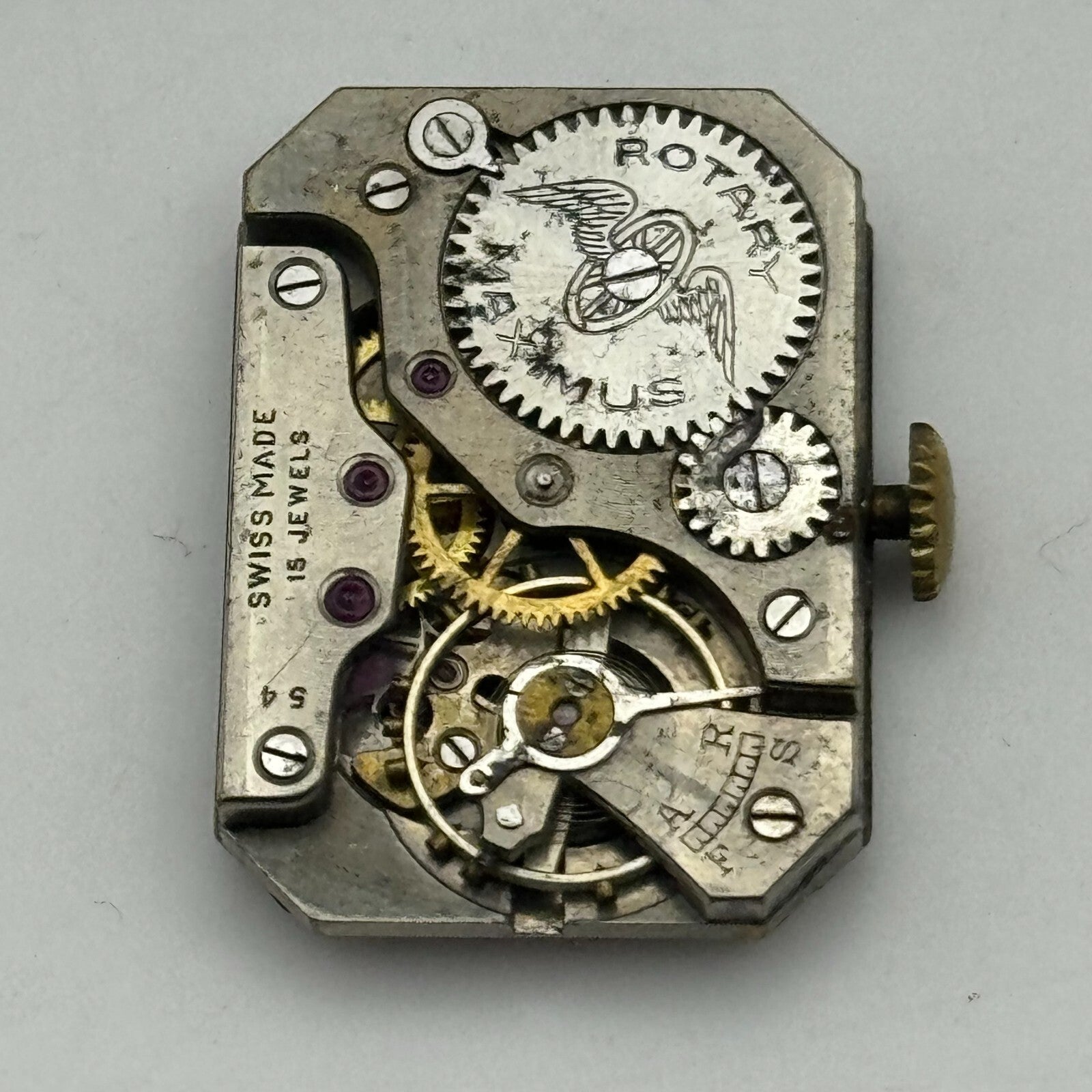 20.5mm Running Rotary Maximus Cal 54 Tank Watch Movement Manual Wind PARTS