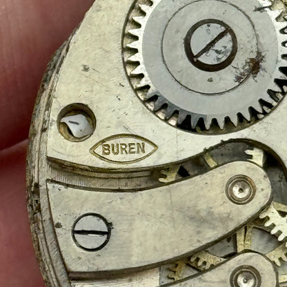 43mm Buren 7 Jewels Sub Seconds Swiss Vintage Hunter Pocket Watch Movement PARTS