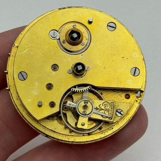 46.4mm Antique H Stone Leeds Balance Ok Key Wound Pocket Watch Movement PARTS