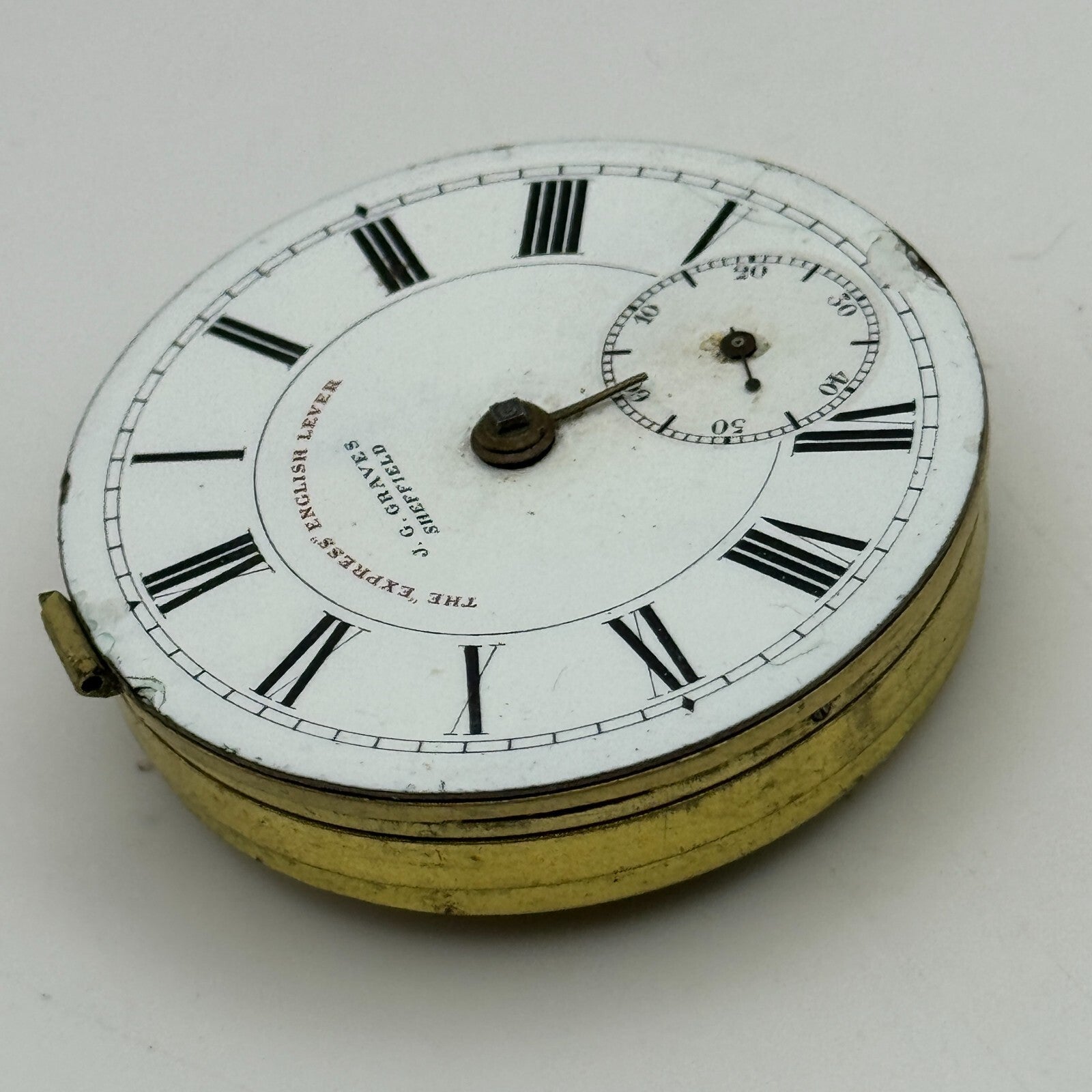 44.9mm Antique J G Graves Sheffield English Express Lever Pocket Watch Movement