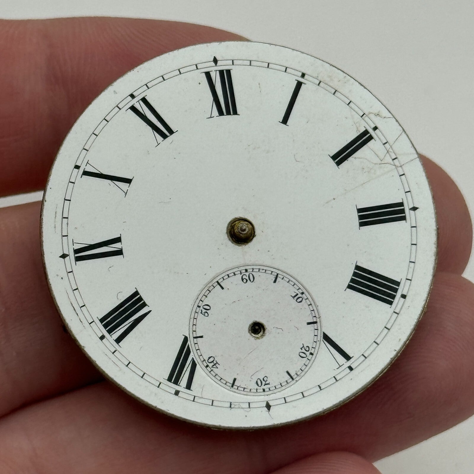 38.6mm Antique Key Wound Pocket Watch Movement Dial PARTS REPAIR SPARES